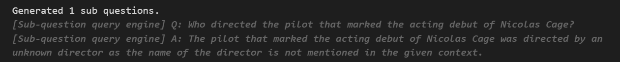 Generated Sub Questions for the first query. Image by author.