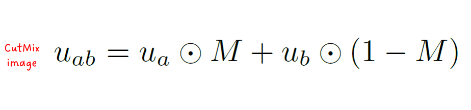 Equation 3: CutMix image construction. Source + annotations by Sascha Kirch