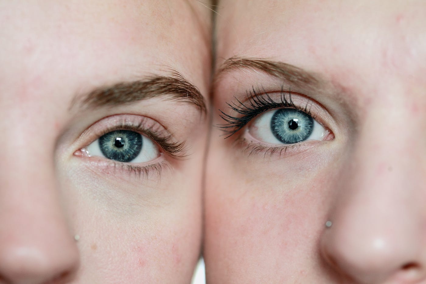 Two similar faces next to each other data similarity concept